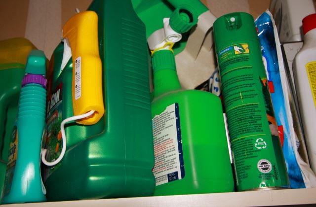 Household use products on a shelf