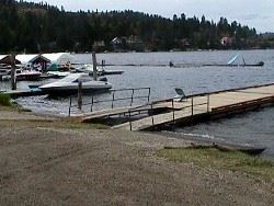 Boats and jet skis at docks of Fullers Landing